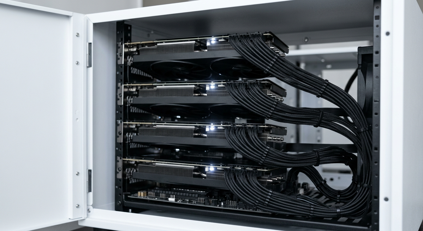 Inside a Standard Pod: a rack of GPU servers with tidy cabling and status lights